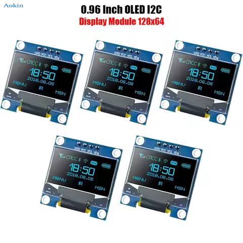 0.96" OLED I2C IIC Display Module 12864 128x64 Pixel SSD1306 Mini Self-Luminous OLED Screen Board wi