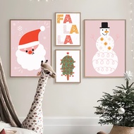 Christmas Santa Christmas Tree Falala Posters Minimalist Print Canvas Painting Wall Art for Living R