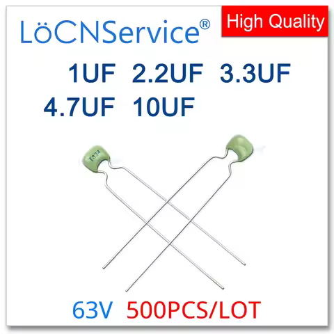 LoCNService 500PCS Green Monolithic Ceramic Capacitor 63V 1UF 2.2UF 3.3UF 4.7UF 10UF 105 225 335 475