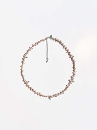 JIIRA-The corral pearl & silver necklace -สร้อยคอไข่มุกปะการังสีชมพู และเงินทำมือแท้ 97-99.9%