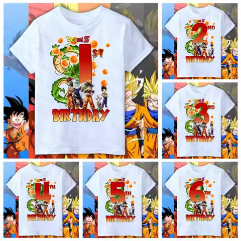 2026 Summer Dragon Ball BIRTHDAY Kids Shirt Boy Girl T-shirt 3-8 Years Old Fashion Casual Y2K Short-