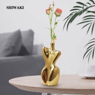[Shiwaki] Vase Collection Gift Art Crafts Body Vase for Living Room Desktop Restaurant Gold