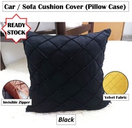 JYS 45x45cm Cushion Pillow & Cover Soft Velvet Sarung Bantal Sofa Pillow Case Car Cushion