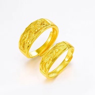 Pasangan emas pasir Vietnam baharu 999 cincin naga dan phoenix emas euro gypsophila loyang tulen bersalut emas lelaki li