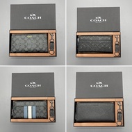 Limited Time Special~100% Original COACH Men's wallet zipper multi-card wallet long purse clutch bag (With keychain)