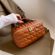 กระเป๋าเครื่องสำอาง Stretch Soft Side Pillow Bag Zipper Zoned Travel Portable Cosmetic Storage Cosme