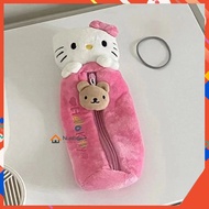 Cute Hello Kitty Pencil Cases Cartoon Plush Pencil Bag Large Capacity Student Stationery Box