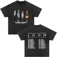 Rock Band Imagine Dragons 2024 Concert Loom World Tour T Shirts Men Women Hip Hop Retro Washed T-shi