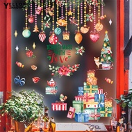 YEH-Christmas Window Stickers Christmas Tree Gift Ornament Wall Sticker Cartoon Pattern Wall Decal