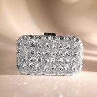 Lightweight, Business Casual Rhinestone Decor Bucket Bag Mini Drawstring Design, Clear Bag Faux Pear