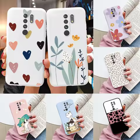 Heart Flower Case For Redmi 9 Phone Cover Cute Silicone Shockproof Soft Coque For Redmi 9 Redmi9 She