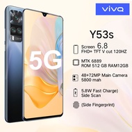 Telefon Asal VIVQ Y53s Telefon Android 6.8 Inci Telefon Pintar Telefon Sah Murah Telefon BAND BARU 16GB+512GB Jualan Besar COD 5G
