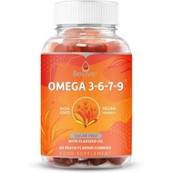 BeLive Omega 3 Gummies with Omegas 6, 7, 9, DHA & EPA from Flaxseed Oil and Sea Buckthorn Fruit Oil 