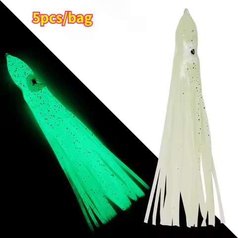 5pcs Luminous Squid Skirts Soft Lure 5cm 9cm 11.5cm Rubber Octopus Sailfish Luya Sea Fishing Baits