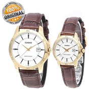 Casio MTP/LTP-V004GL-7AUDF Couple Leather Strap Watch (Brown)