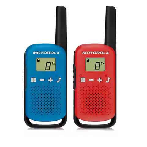 Motorola TLKR-T42 walkie talkie without license LCD display 16 channels and up to 4km range uses AAb