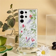 Meow Illustration春日小鳥晶石透明防摔SAMSUNG繩掛手機殼