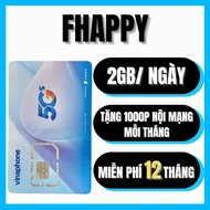Sim 4G Trọn Gói 12 Tháng Miễn phí data tốc độ cao miễn phí gọi nội mạng | FHappy - 12TD49 Sim Chính