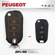 [2M2 Key Leather Case] PEUGEOT 208 2008 308 408 508 5008 RCZ PEUGEOT Car Chip Key Leather Case