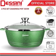 DESSINI Loose Items Casserole Non Stick Pot Bowl Pan Cookware with Cover Set Periuk 32cm Casserole