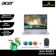 ACER SWIFT 3 | SF314-44-R5LV | AMD Ryzen5 5625U | 8GB | 512GB SSD | AMD Radeon | Windows 11 | 14" FHD LAPTOP - SILVER