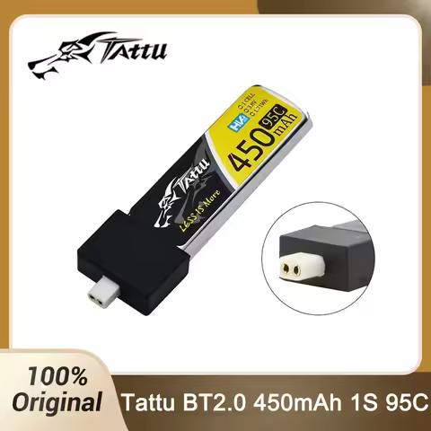 TATTU 95C 450mAh LiPo Battery 3.8V 1S Battery BT2.0 Plug For Betafpv Air75 Meteor75 Pro RC Quadcopte