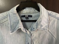 uniqlo淺色牛仔襯衫洋裝（軟牛仔）