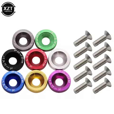 Car Styling 10PCS M6x20mm Red JDM Bolt Aluminum Fender Bumper Washer License Plate Bolt Engine Bay D