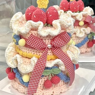 Crochet Strawberry Send Birthday Gift diy Material Package Cake Double-layer Handmade Girlfriends Me