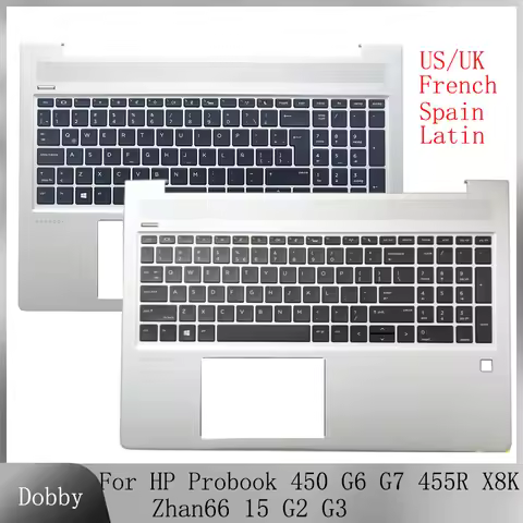 New Laptop US French Latin Keyboard for HP Probook 450 G6 G7 455R X8K Zhan66 15 G2 G3 Palmrest Upper