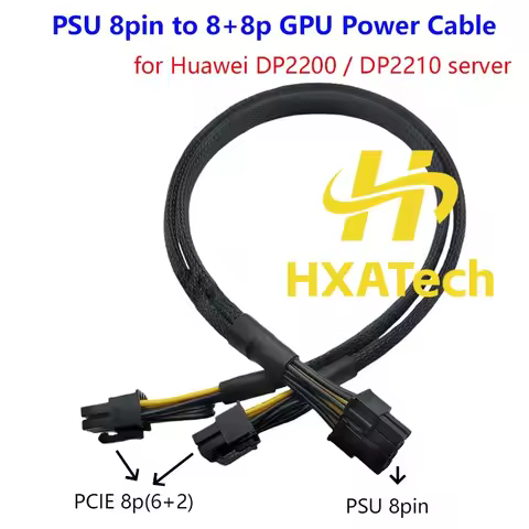 HXATech - GPU PCIE 8Pin to 8+8Pin Power Cable for Huawei DP2200 DP2210 Server and RTX2080 Nvidia V10