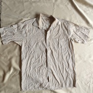 kemeja pria garis coklat muda Buon Giorno uk L (preloved)