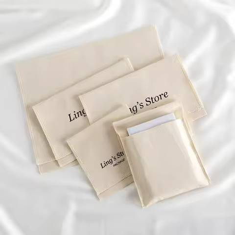 Custom Logo Canvas Cotton Muslin Jewelry Envelope Flap Bag Gift Packaging Wedding Favors Rings Earri