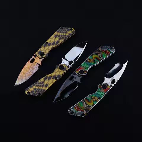 M390 Steel Blade Anodized Titanium Dioxide Handle Folding Knife Portable EDC Camping Fruit Peeling T