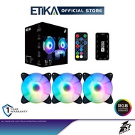1st Player CC | ARGB RGB 3-in-1 Combo Pack Case Fan | 3x RGB LED PC Dual Ring Fan + Controller Hub +