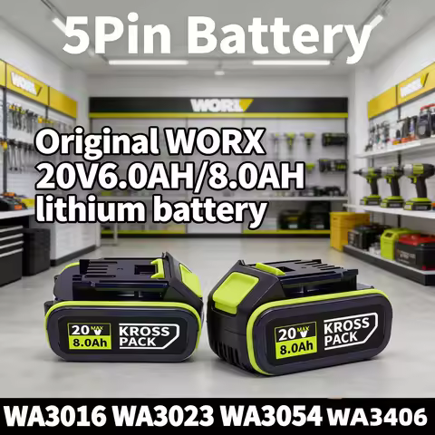 WORX 20V 6.0Ah/8.0Ah 5pin Li-ion Battery WA3016 WA3023 WA3027 Rechargeable Battery For WORX Cordless