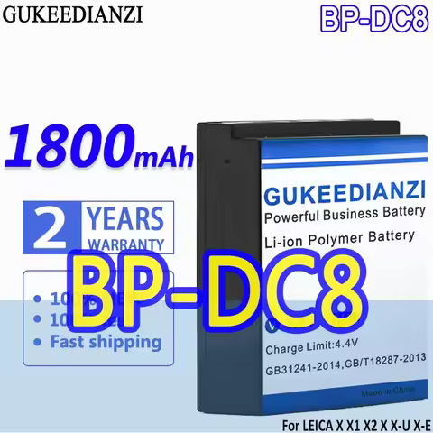 High Capacity GUKEEDIANZI Battery BP-DC8 BPDC8 1800mAh For LEICA X Vario X1 X2 Typ113 X-U/X-E Typ102