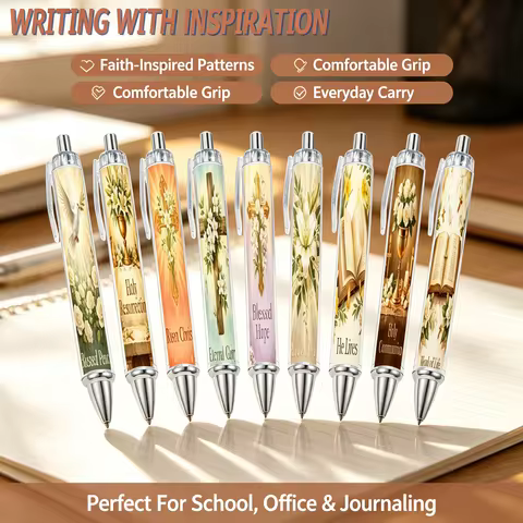 9PCS Bible Dove Design Paper Roll Pen Writing Instrument Cultural Art Stationery Product