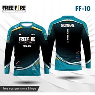 Jersey free fire indonesia baju asus kaos game lengan panjang - Biru, XS
