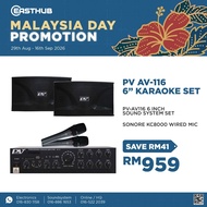 🇲🇾 Malaysia Day Promotion PV Audio 6" AV116 Karaoke Sound System Set + 2x Sonore KC8000 Wired Microp