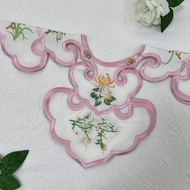 White Embroidered Chinese Style Cloud Shoulder Hanfu Artistic Shawl Mens Fake Collar Horse Face Skir