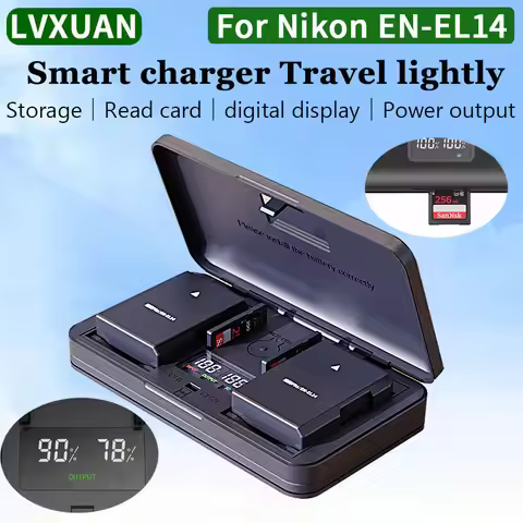 LVXUAN EN-EL14 Battery charger with card reading function, for Nikon D3100 D3200 D3300 D3400 D3500 D