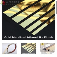 MIOSHOP Mirror Wall Sticker, 5M Gold Mirror Wall Moulding Trim,  Stainless Steel Self-adhesive Wall Strip Sticker Living Room Decor