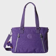 KIPLING 雙拉鍊尼龍肩斜背托特包-紫色 (現貨+預購)紫色