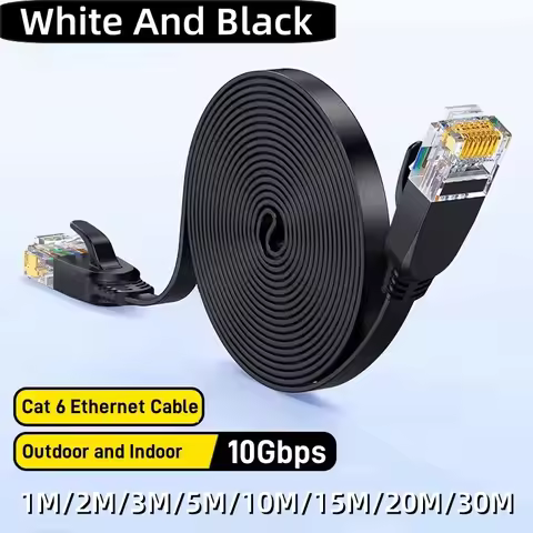 Cat 6 Ethernet Flat Cable, Outdoor and Indoor 10Gbps Supports Cat6a Cat5 Cat5 Networks for Gaming, X