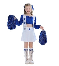 Halloween Children's Costume Dallas Cowboys Cheerleader Girl Performance Outfit Girl's Blue Skirt