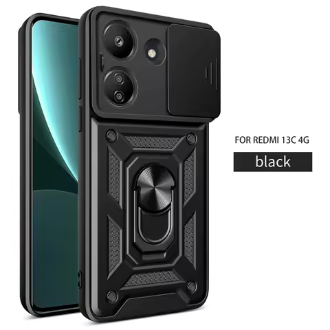 For Xiaomi Poco C65 Case Poco C65 4G Cover Poco C65 Magnetic Ring Holder Armor Phone Case Slide Came