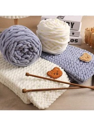 4入組白色柔軟保暖毛線,diy圍巾等手工編織工具,舒適厚實的編織用品