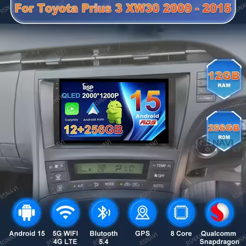 Android 15 Car Radio For Toyota Prius 3 XW30 2009 - 2015 Qualcomm Stereo Wireless Carplay Auto DSP Q