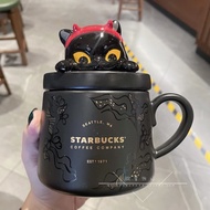 Starbucks Cup 20.21million Holy Festival Limited Cat Reward Coffee Three-Dimensional Black Cat Cup Lid Ceramic Cup Mug Water Cup